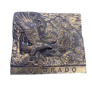 Vintage Colorado Belt Buckle Eagle Raised Etched Design Spec Cast 1970s Western
